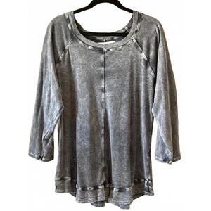 M. Rena Faux Denim Long Sleeve Casual Tunic Top XL